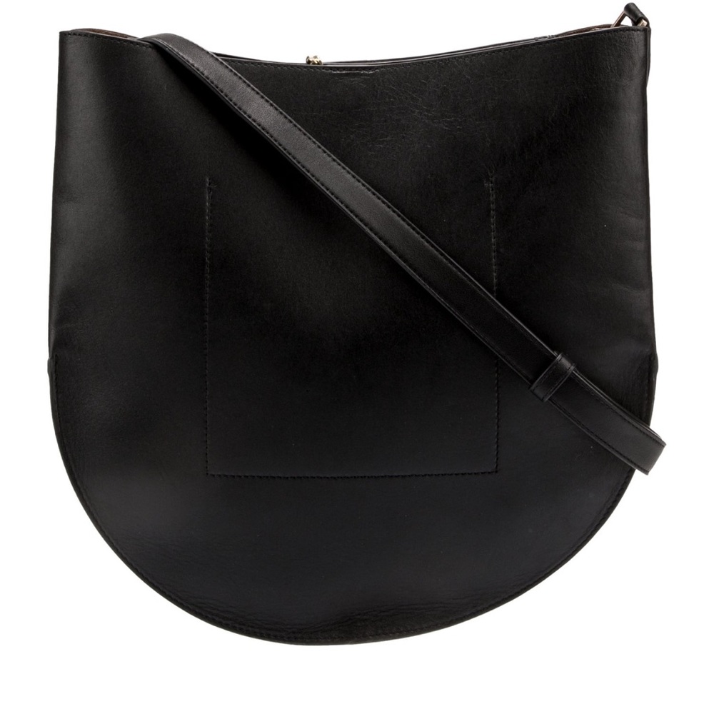 AllSaints Black Leather Half-Moon Shoulder Bag with Gold Hardware - Picture 3 of 9